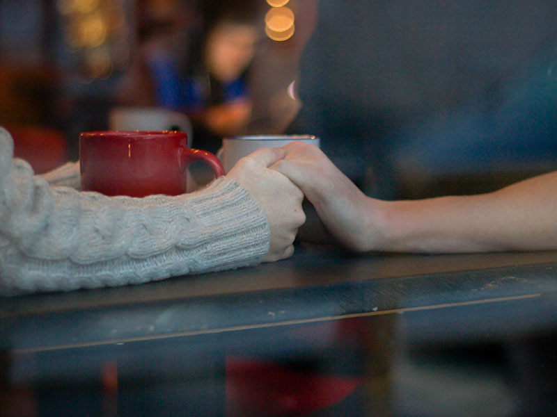 A guy using one of these break up lines while at a coffee shop and talking.