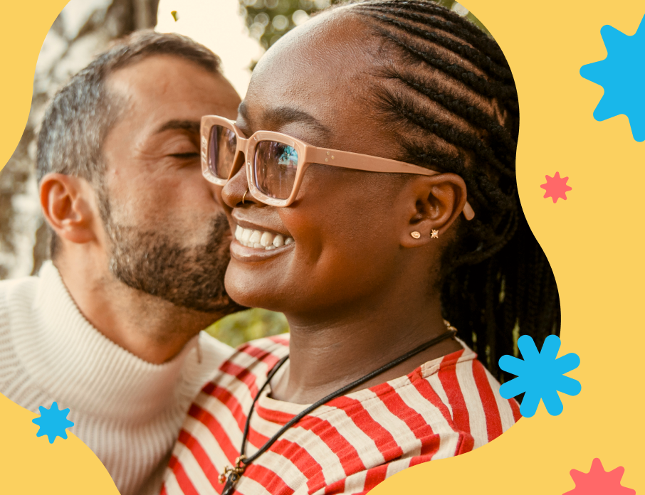 Happy, smiling couple enjoying a summer date idea together.